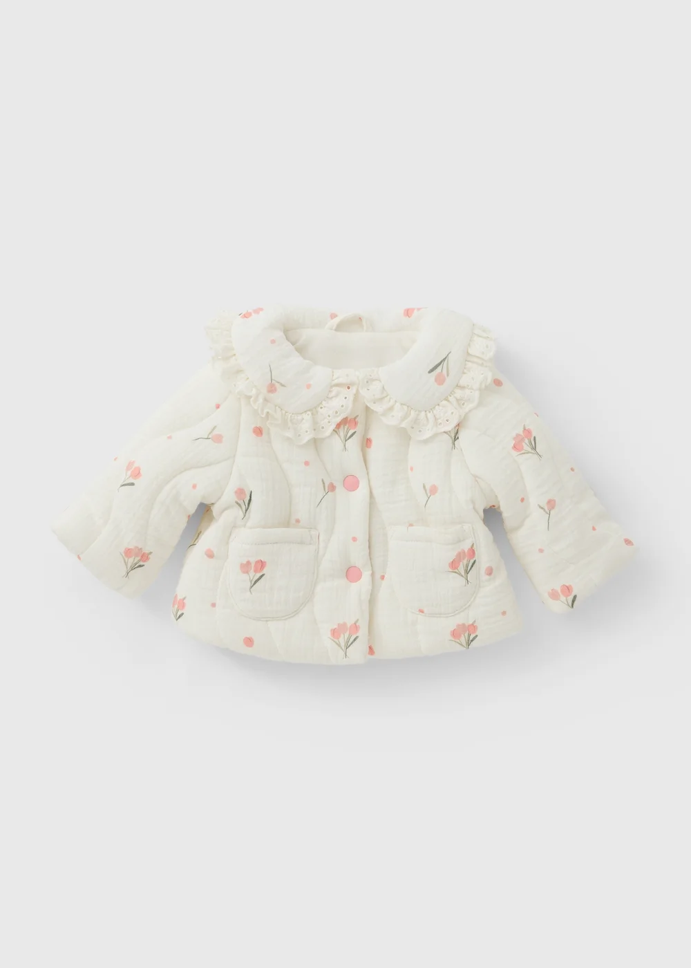 Baby Floral Scalloped Collared Jacket (0-23mths) - Up to 1 Month Image 1