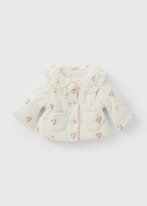 Baby Floral Scalloped Collared Jacket (0-23mths) - Up to 1 Month Image 1