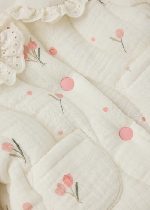 Baby Floral Scalloped Collared Jacket (0-23mths) - Up to 1 Month Image 2