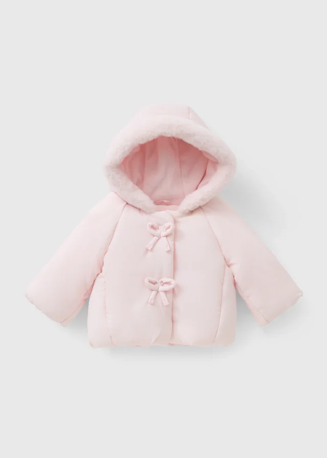 Baby Pink Bow Coat (0-23mths)