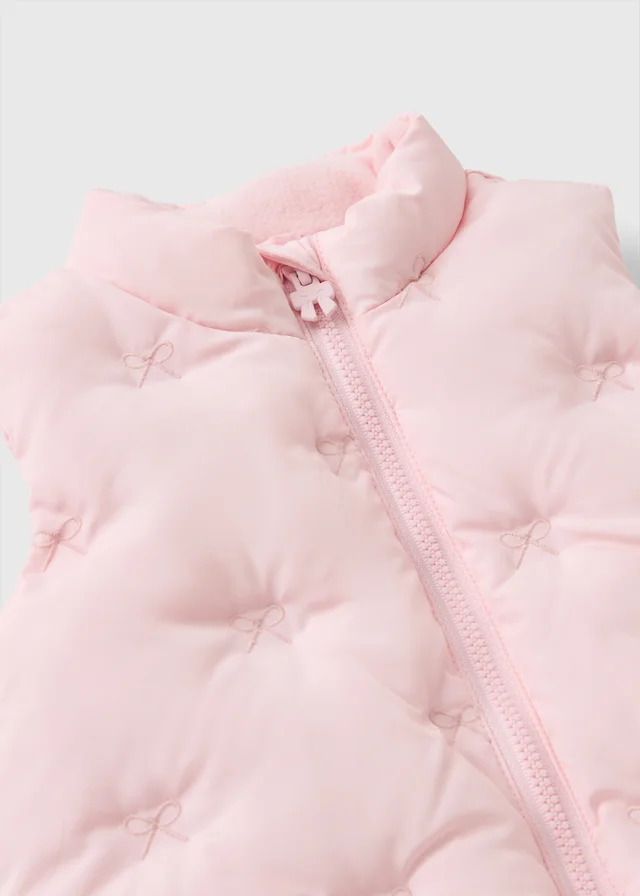 Baby Pink Bow Embroidered Gilet (0-23mths)