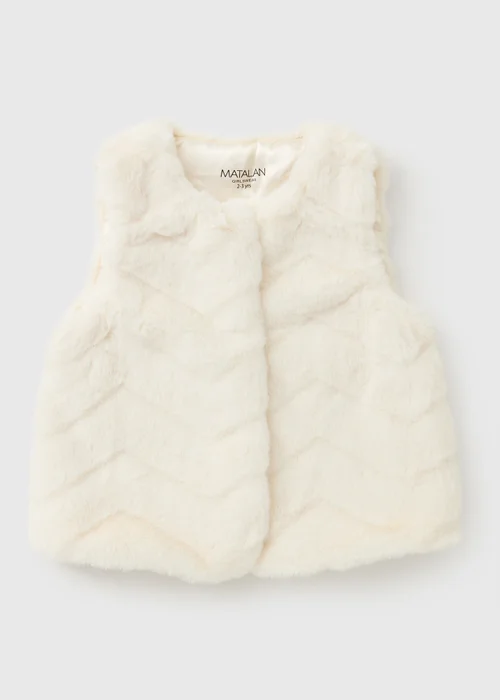Girls Cream Faux Fur Gilet (1-8 Yrs) - 1-1.5 Yrs Image 1
