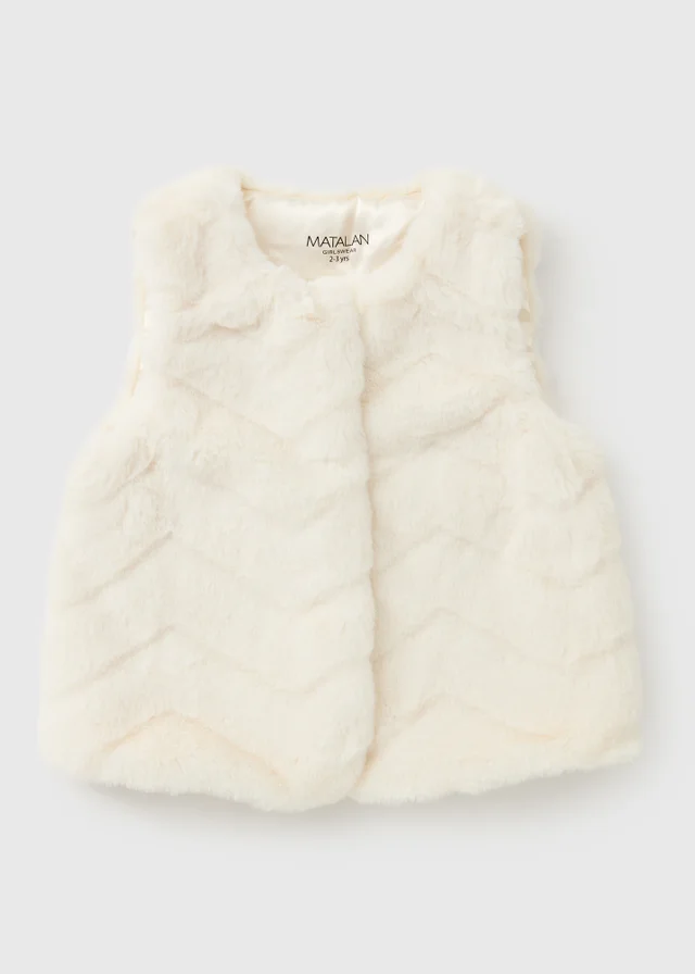Girls Cream Faux Fur Gilet (1-8 Yrs)