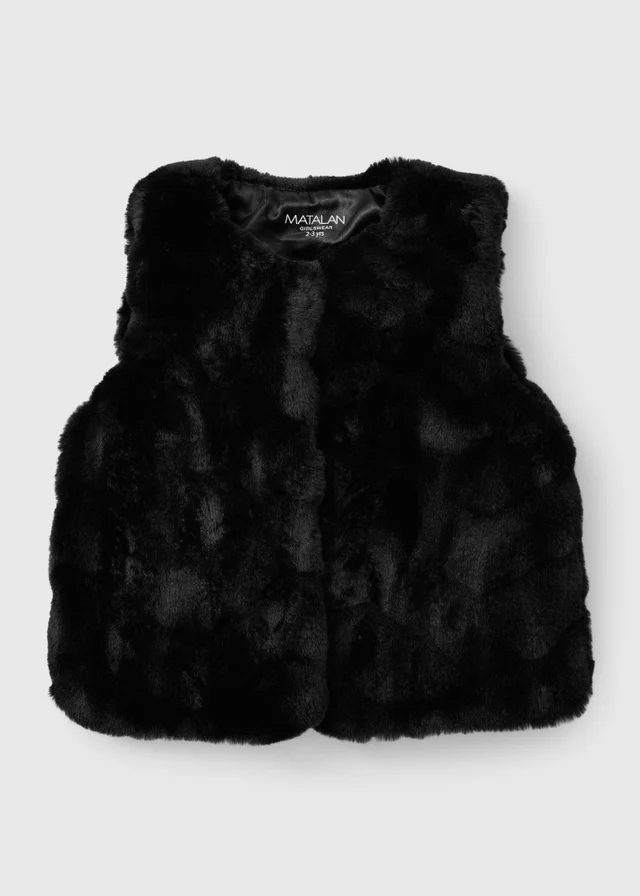 Girls Black Faux Fur Gilet (1-8 Yrs)