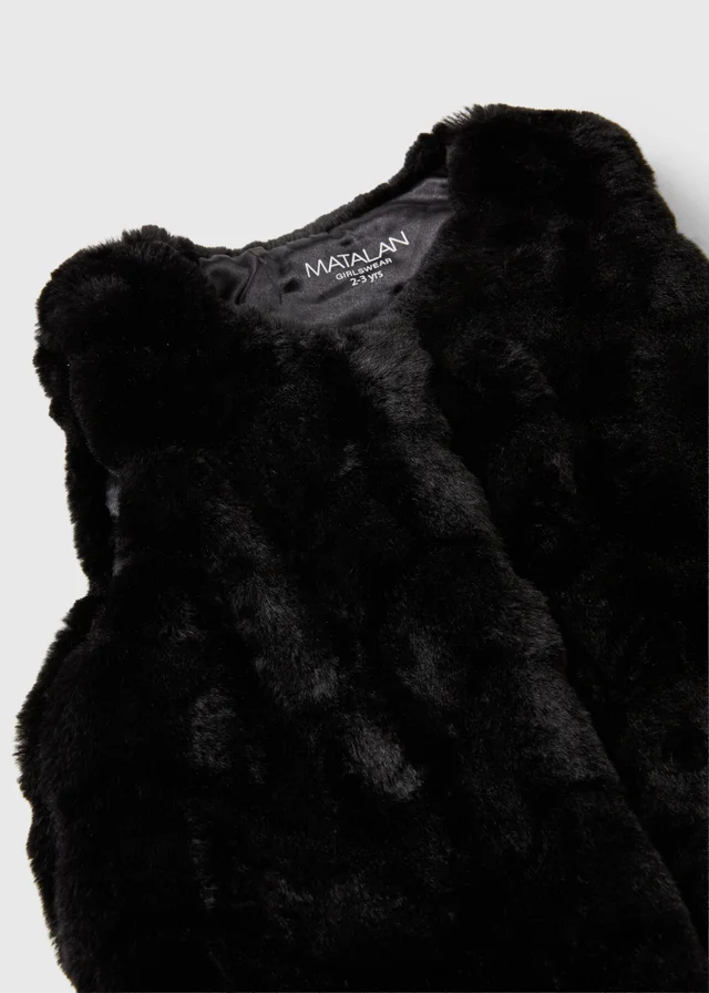 Girls Black Faux Fur Gilet (1-8 Yrs)