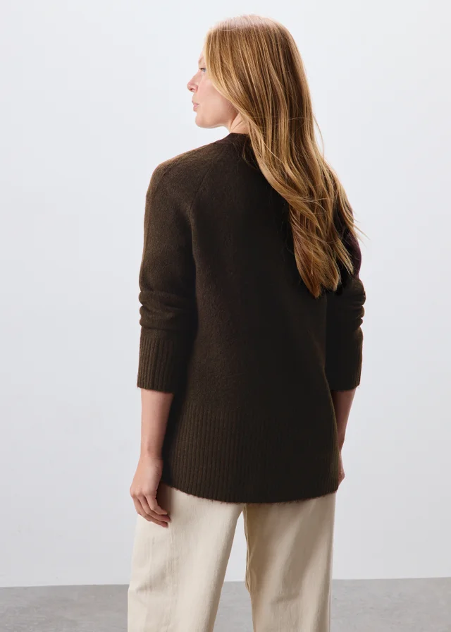 Chocolate Brown Soft Touch Longline Cardigan