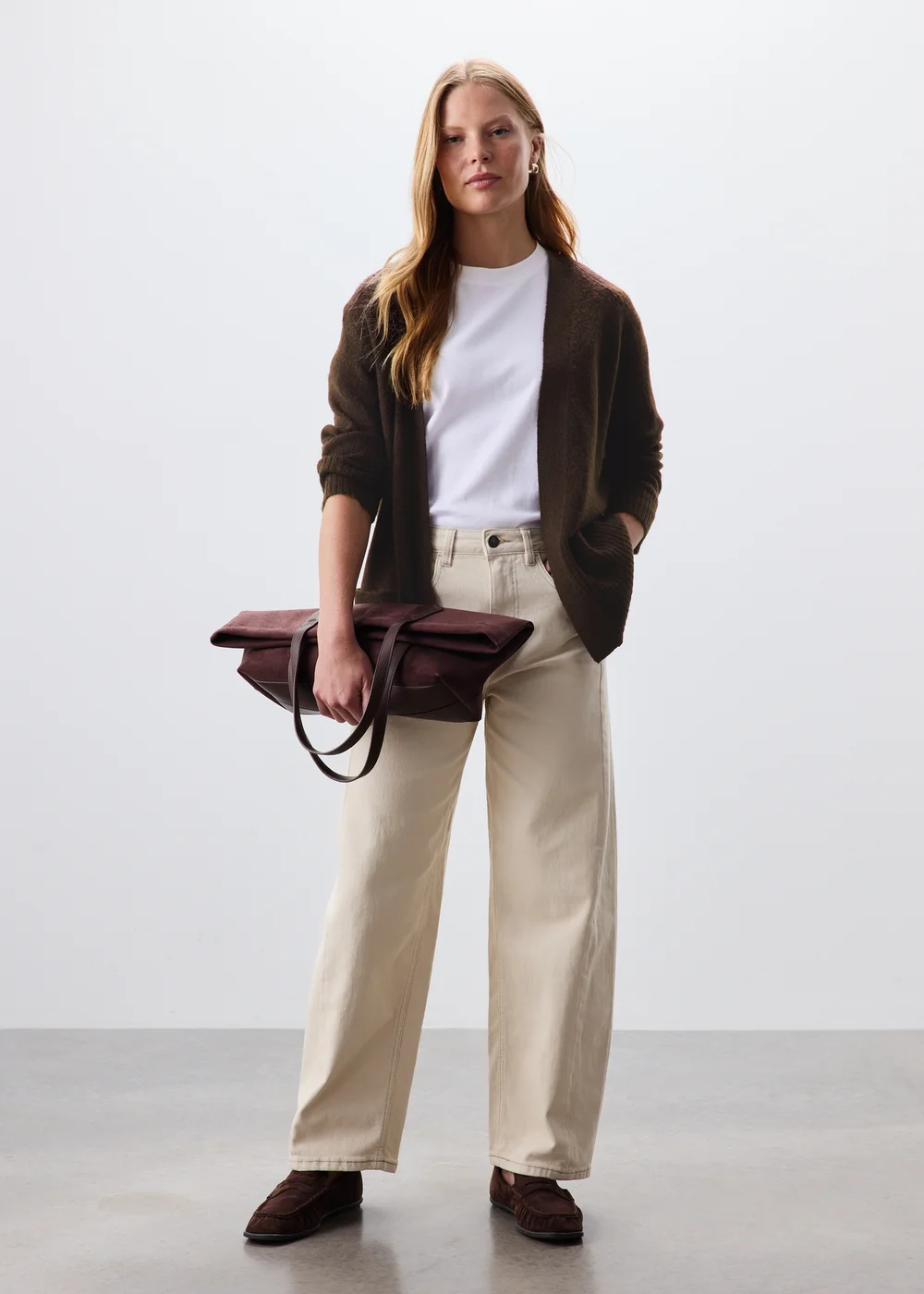 Chocolate Brown Soft Touch Longline Cardigan - XS Image 2