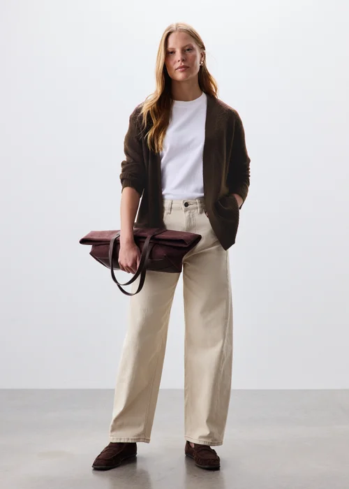 Chocolate Brown Soft Touch Longline Cardigan - XS Image 2
