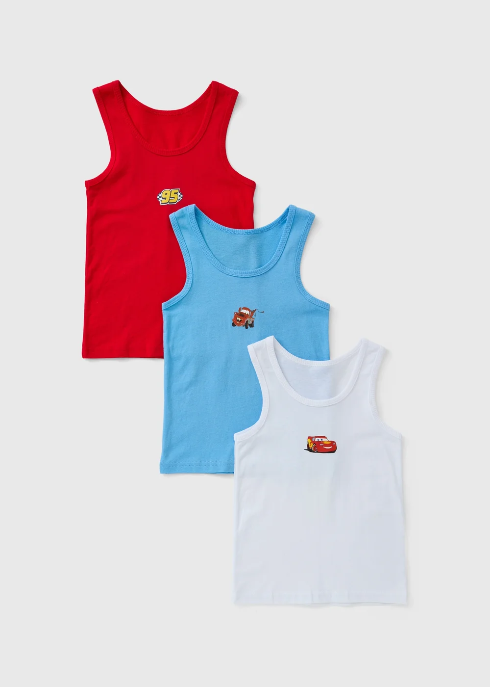 3 Pack Disney Cars Multicolour Vest (1-7yrs) - 1-1.5 Yrs Image 1
