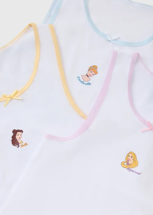 Disney Princess 3 Pack Girls White Vests (1-7yrs) - 1-1.5 Yrs Image 2
