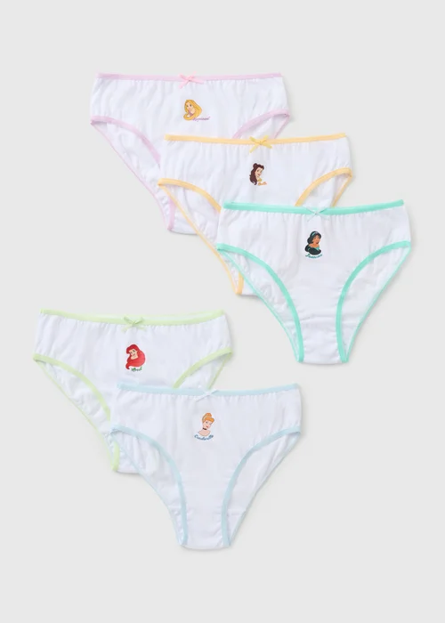 Disney Princess 5 Pack White Knickers (1-7yrs) - 1.5-2 Yrs Image 1