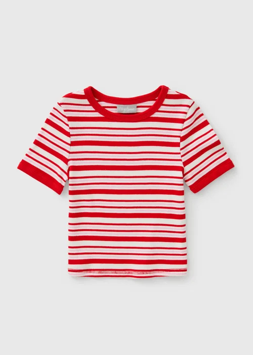 Girls Red Stripe T-Shirt (7-15 Yrs) - 7 Yrs Image 1