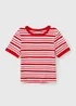 Girls Red Stripe T-Shirt (7-15 Yrs) - 7 Yrs Image 1