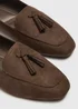 Chocolate Brown Faux Suede Tassel Loafers - 4 Image 4