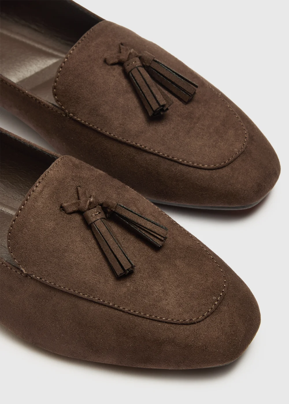 Chocolate Brown Faux Suede Tassel Loafers - 4 Image 2