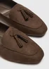 Chocolate Brown Faux Suede Tassel Loafers - 4 Image 2