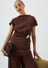 Chocolate Brown Plisse Longline Co Ord Top - 8 Image 1