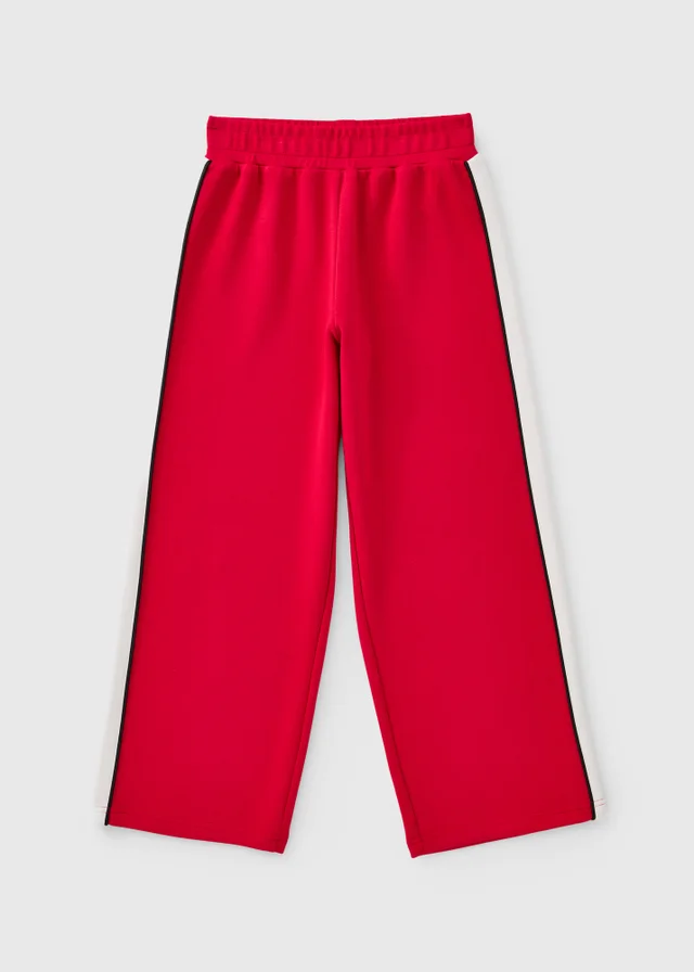 Girls Red Wide Leg Co Ord Jogging Bottoms (7-15yrs)