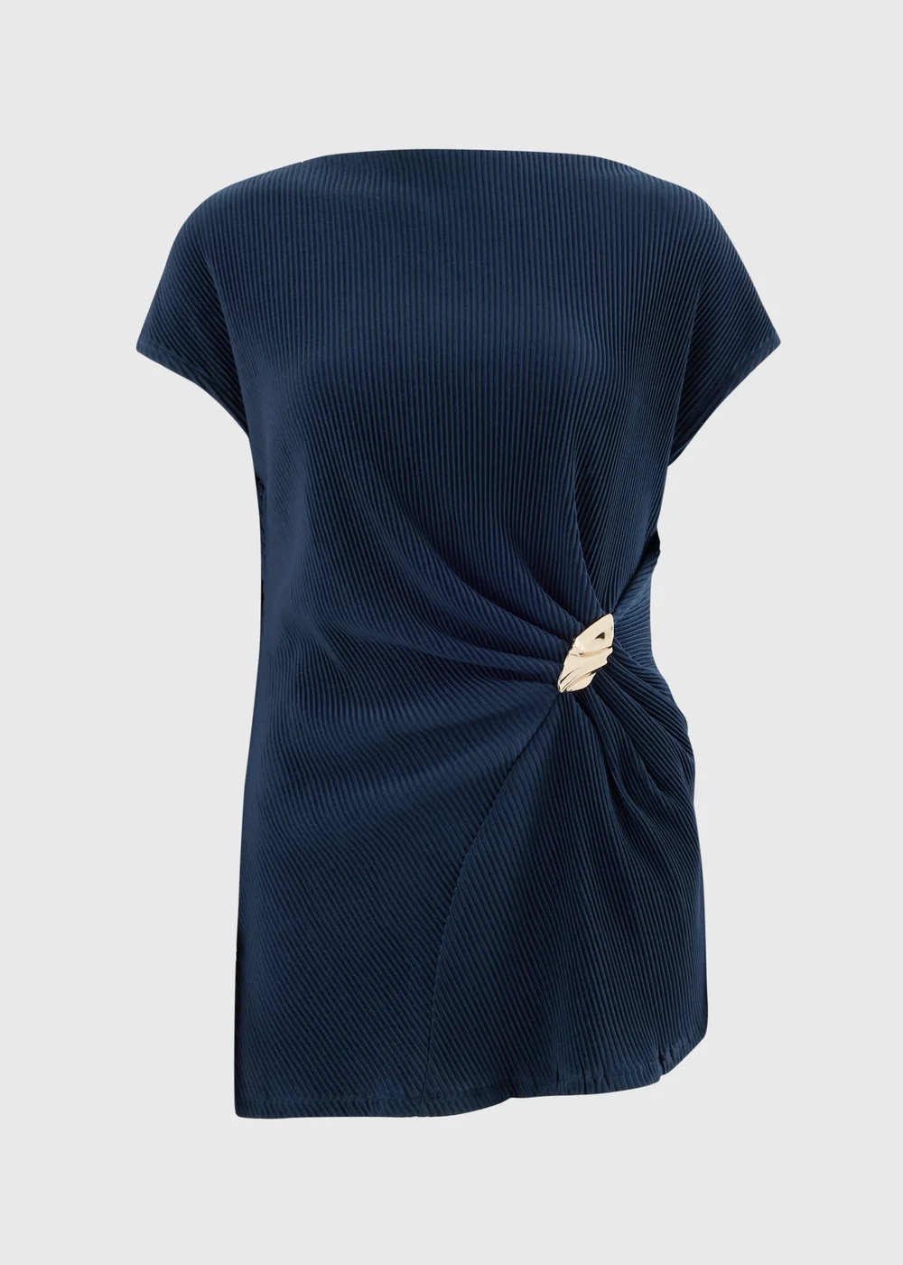 Navy Plisse Longline Co Ord Top - 8 Image 4