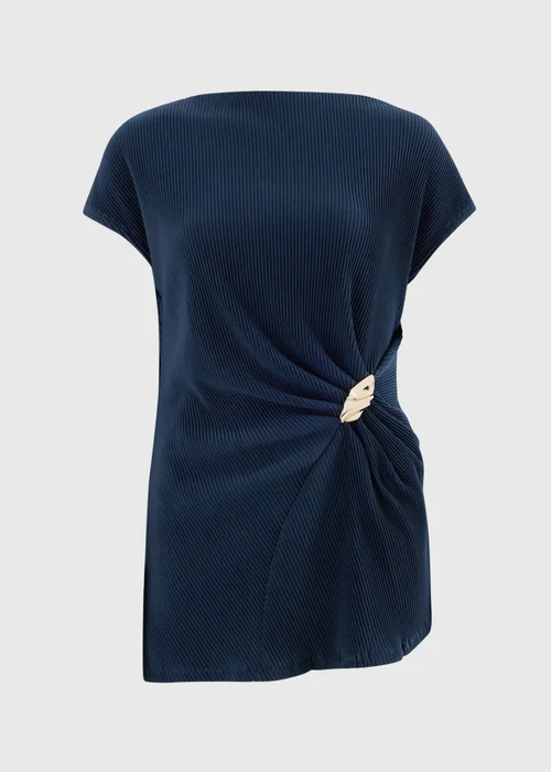 Navy Plisse Longline Co Ord Top - 8 Image 4