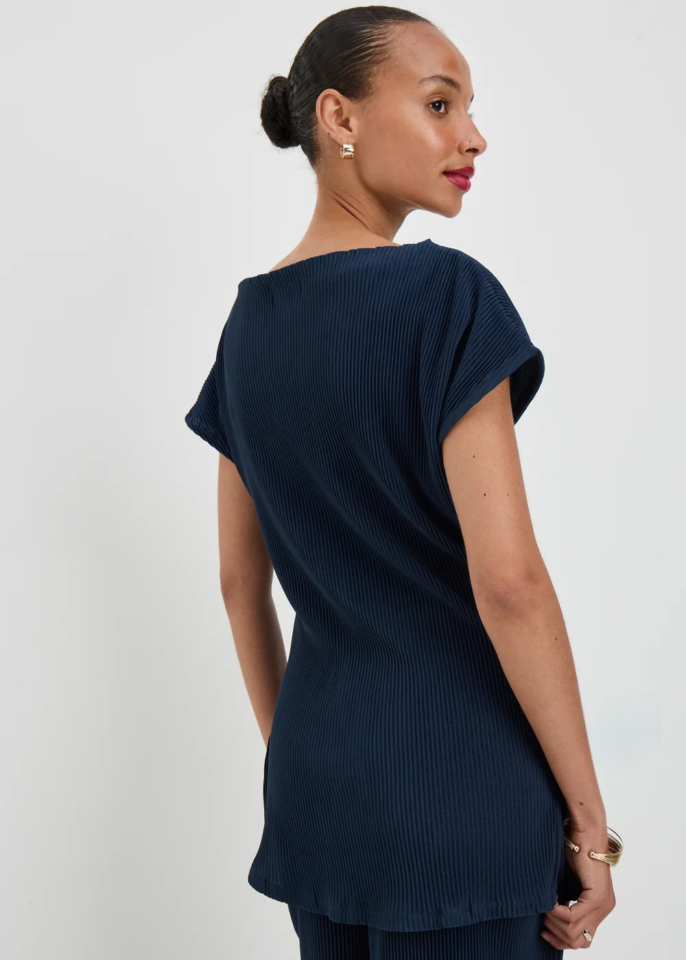 Navy Plisse Longline Co Ord Top - 8 Image 2