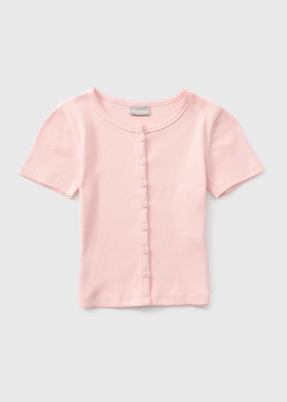 Girls Pink Button T-Shirt (7-15yrs) - 14 Yrs Image 1