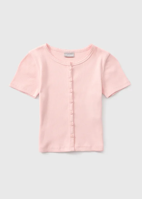 Girls Pink Button T-Shirt (7-15yrs) - 14 Yrs Image 1