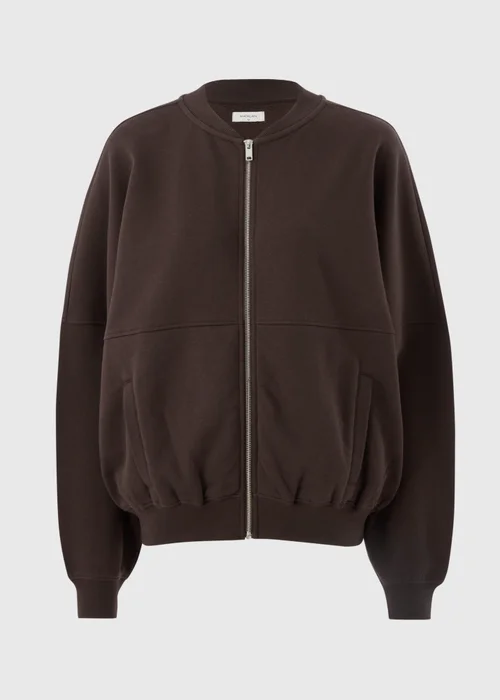Chocolate Brown Collar Seam Zip Up Sweatshirt - XL Image 4