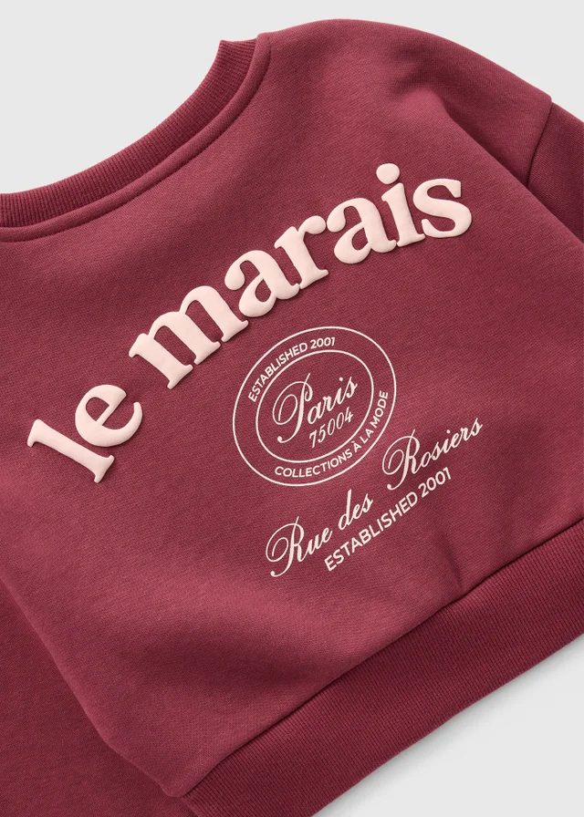 Girls Burgundy Le Marais Co Ord Sweatshirt (7-15yrs)