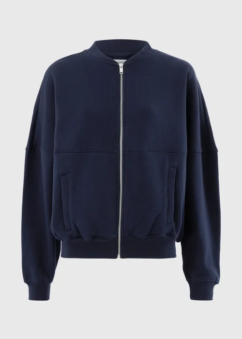 Navy Collar Seam Zip Up Sweatshirt - XS Image 3