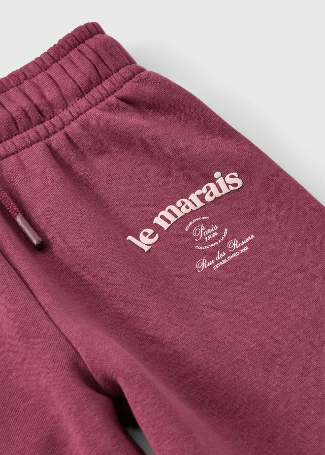 Girls Burgundy Wide Leg Co Ord Jogging Bottoms (7-15yrs)