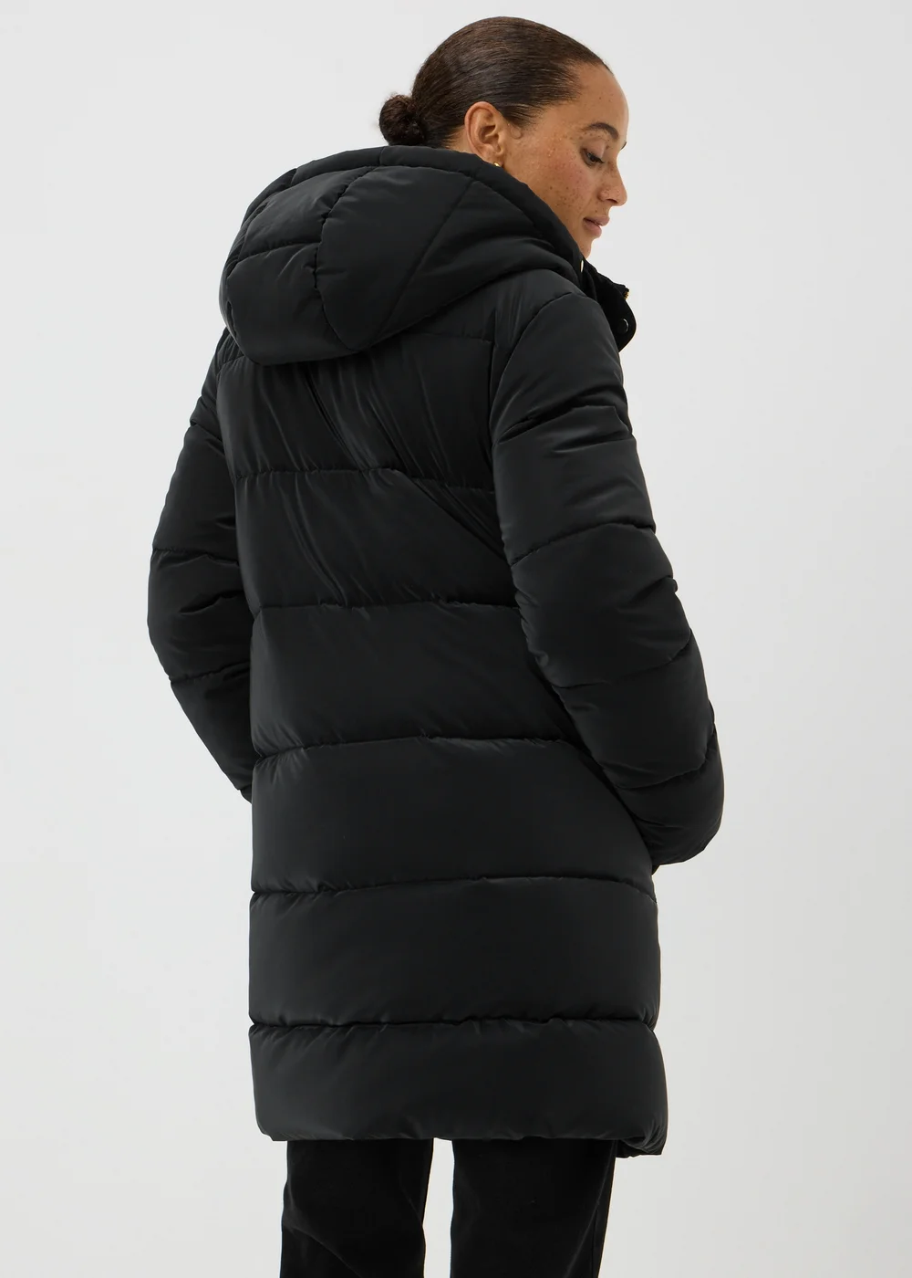 Black Rubberised Long Padded Coat - L Image 1