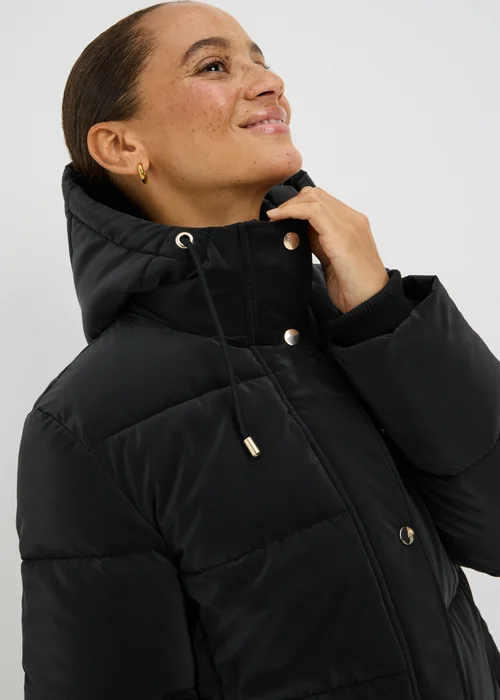 Black Rubberised Long Padded Coat - L Image 2