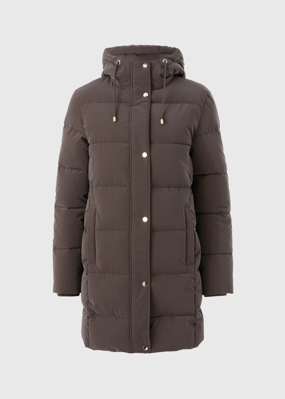 Chocolate Brown Rubberised Long Padded Coat - S Image 3
