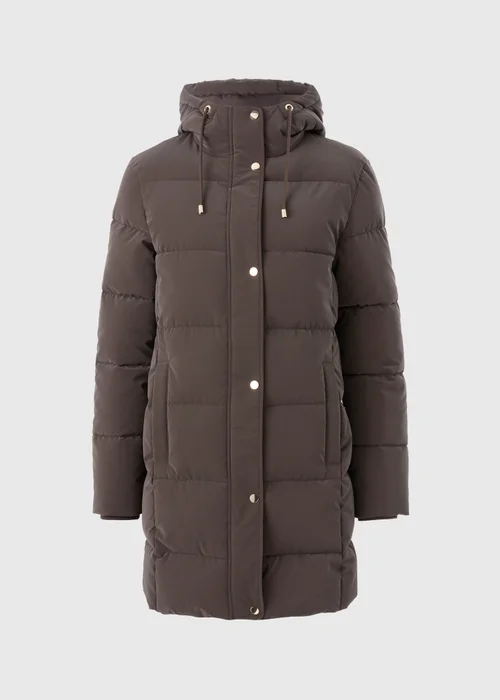 Chocolate Brown Rubberised Long Padded Coat - S Image 3