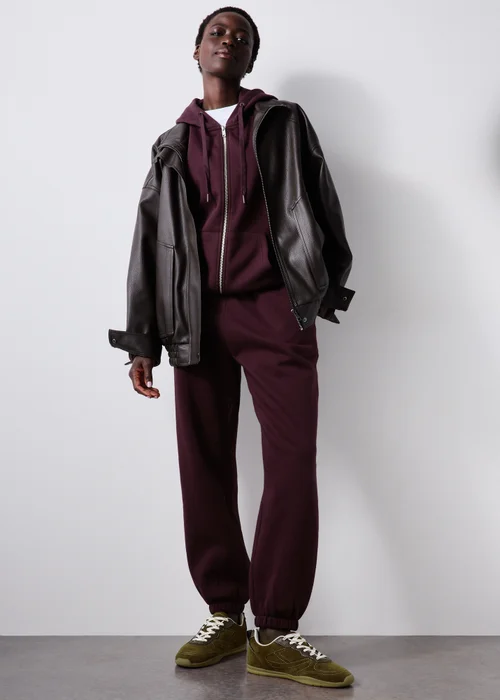 Burgundy Tapered Jogging Bottoms - XS Image 1