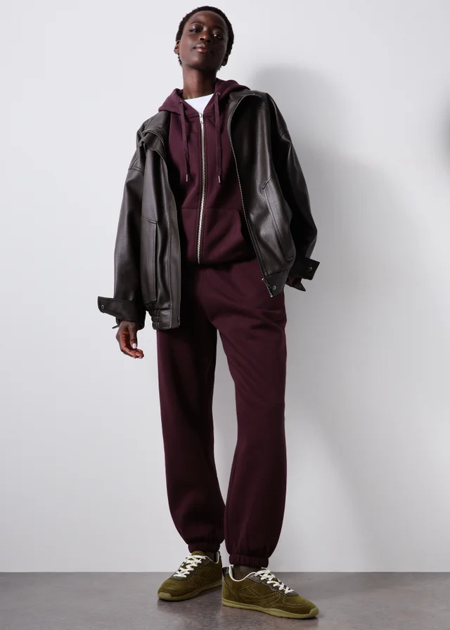 Burgundy Tapered Jogging Bottoms