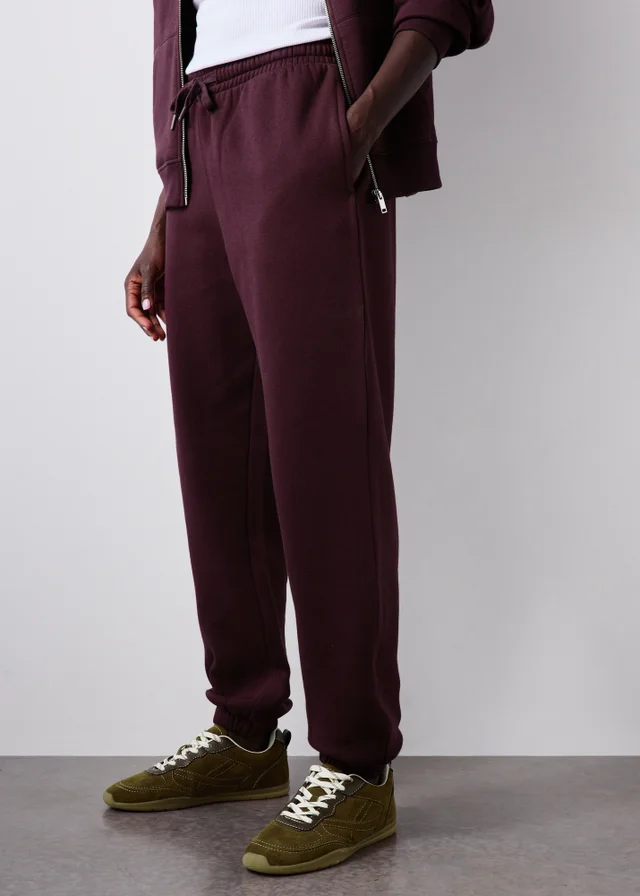 Burgundy Tapered Jogging Bottoms