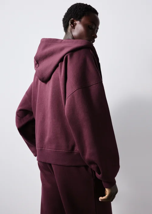 Burgundy Zip Through Hoodie - XS Image 3