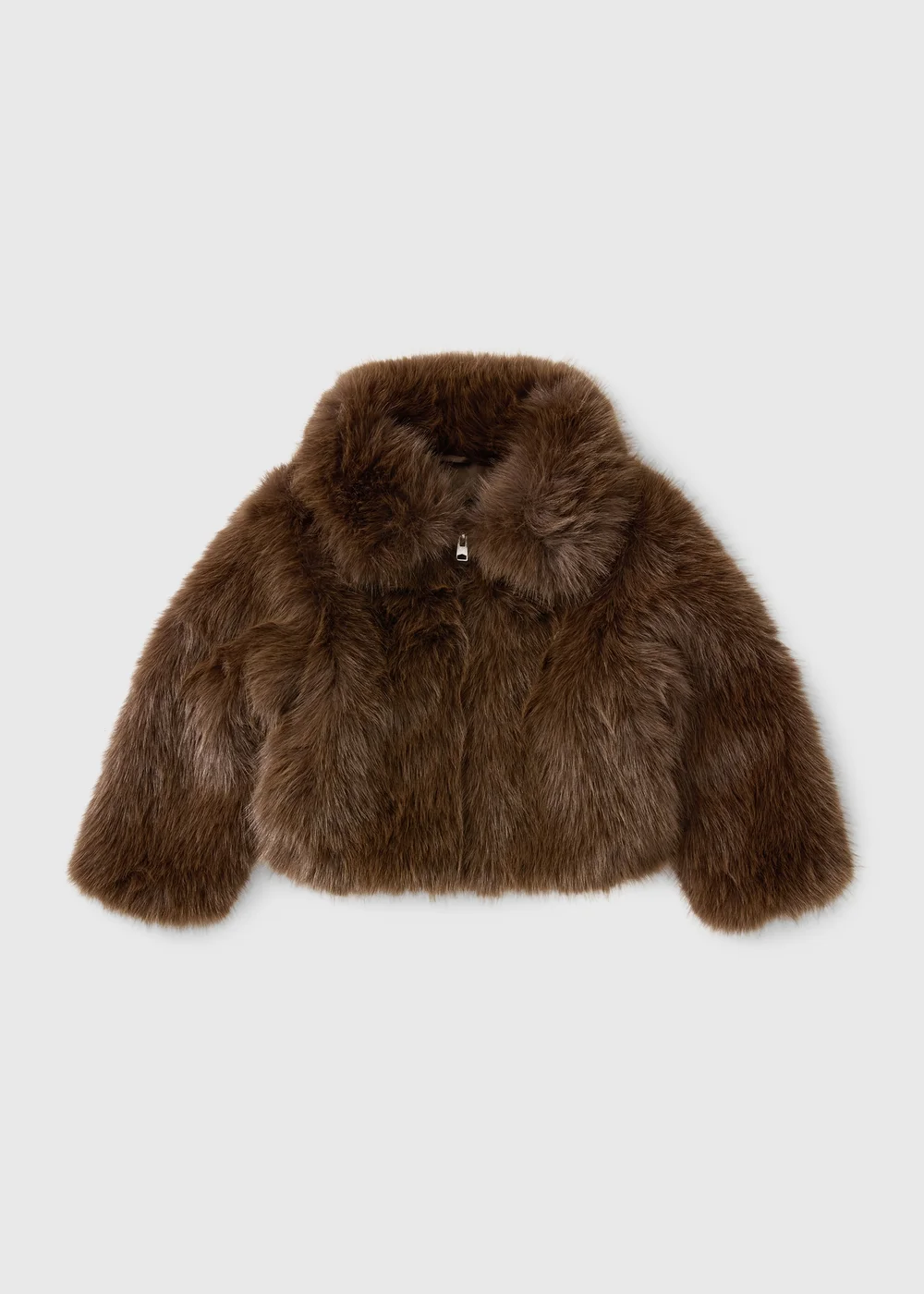 Girls Brown Faux Fur Bomber (7-15yrs) - 7 Yrs Image 1