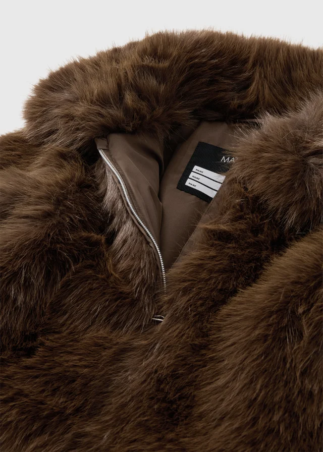 Girls Brown Faux Fur Bomber (7-15yrs)