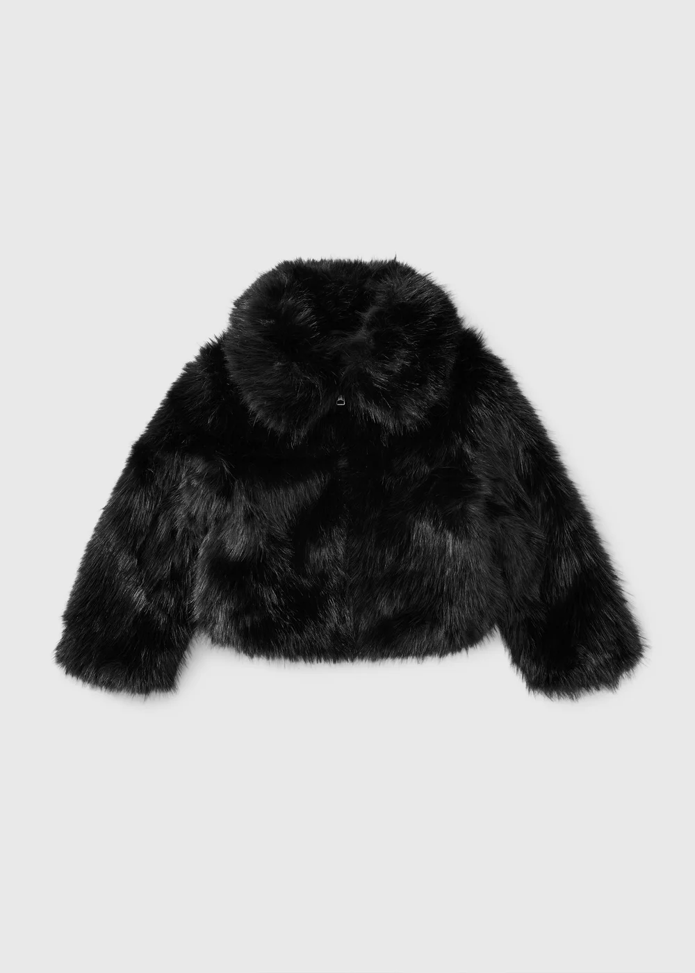 Girls Black Faux Fur Bomber (7-15yrs) - 14 Yrs Image 1