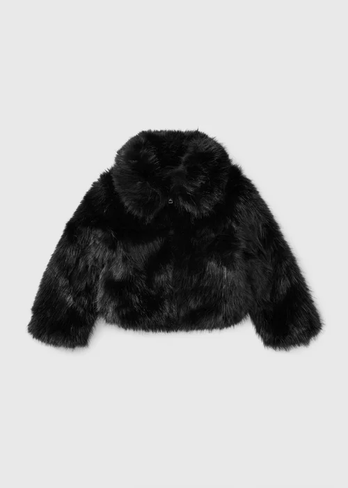 Girls Black Faux Fur Bomber (7-15yrs) - 14 Yrs Image 1