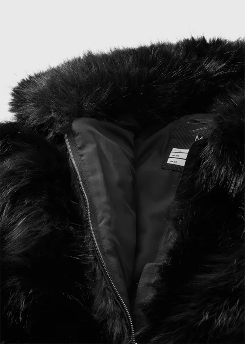 Girls Black Faux Fur Bomber (7-15yrs) - 14 Yrs Image 2