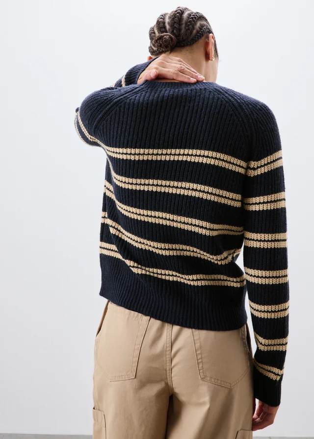 Navy Stripe Knitted Jumper