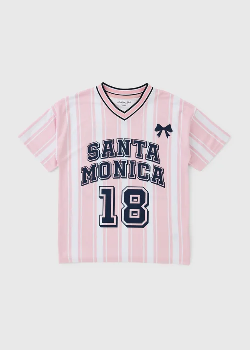 Girls Pink Stripe Santa Monica T-Shirt (7-15yrs) - 7 Yrs Image 1