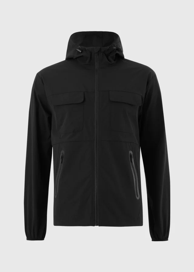 Black Hooded Windbreaker