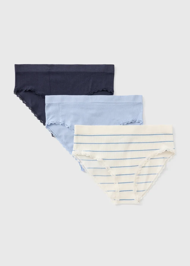 3 Pack Blue Multi Soft Feel Knickers
