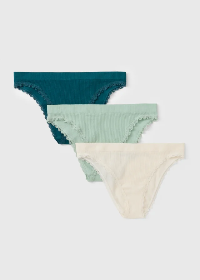 3 Pack Multi Teal Seam Free Brazilian Knickers