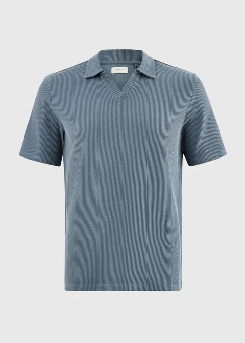 Blue Ribbed Polo Shirt - XS Image 4